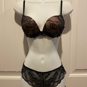 Victoria's Secret Black Lace Bra Set